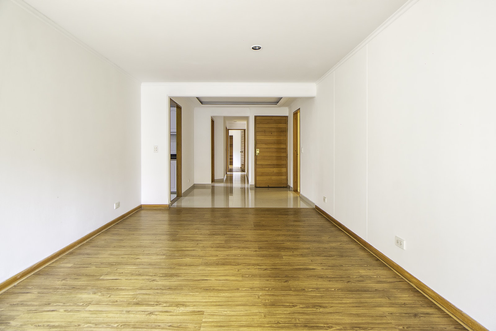 Empty Interior with White Walls and Wooden Floor